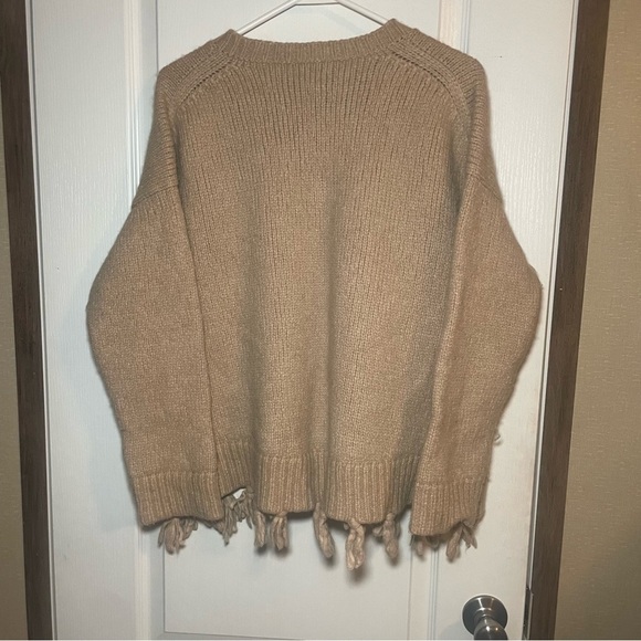 Kate Spade Broome Street Alpaca Tassel Fringe Pullover Sweater Caramel Sz Large - Picture 5 of 6